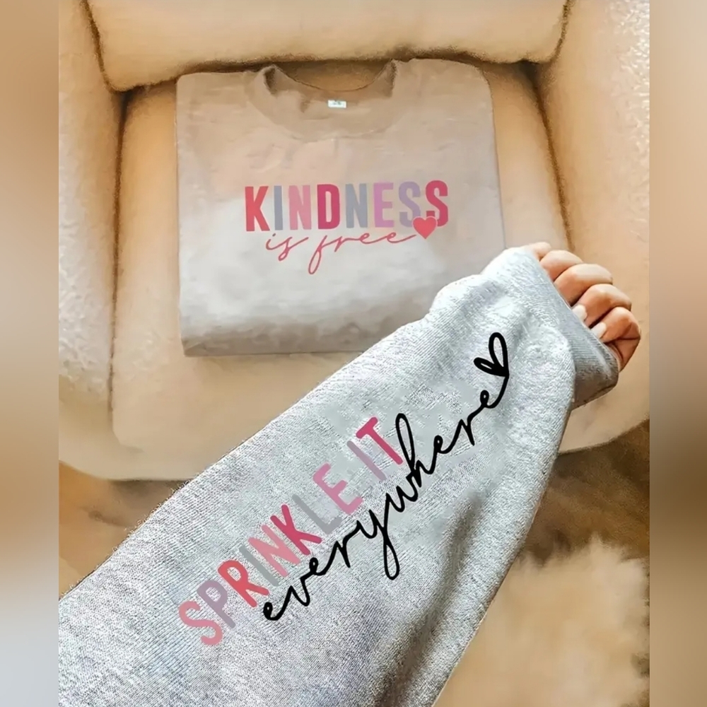 Women's Gray Sweatshirt with Positive Messages